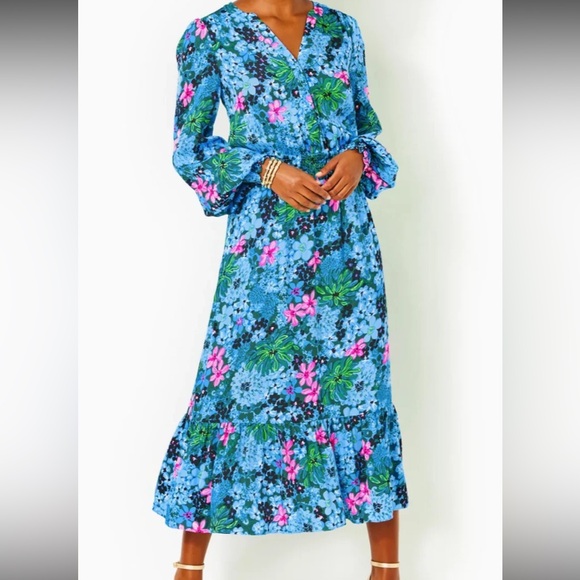 Lilly Pulitzer Dresses & Skirts - Lilly Pulitzer Sz 4 Loubella Smocked Midi Dress Multi Soiree All Day